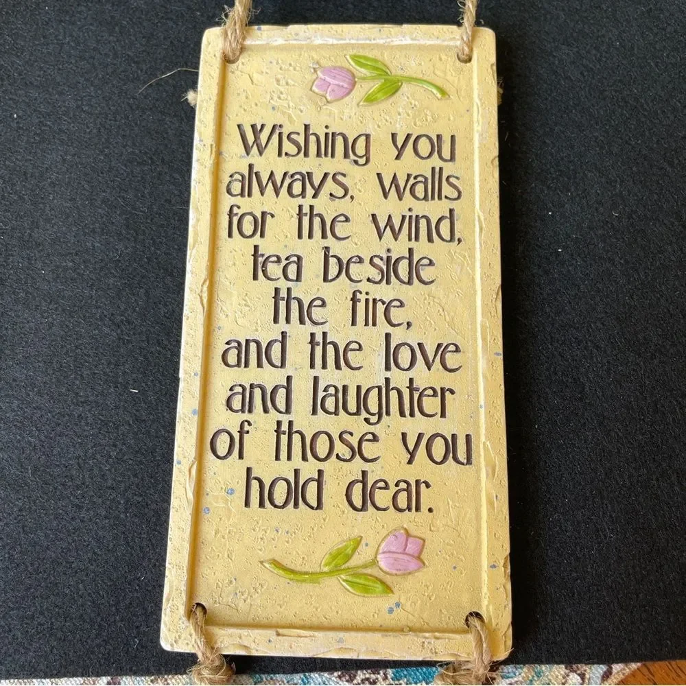 Irish Blessing Wall Plaque Cottage Bell Hanging Folk Art 1970s